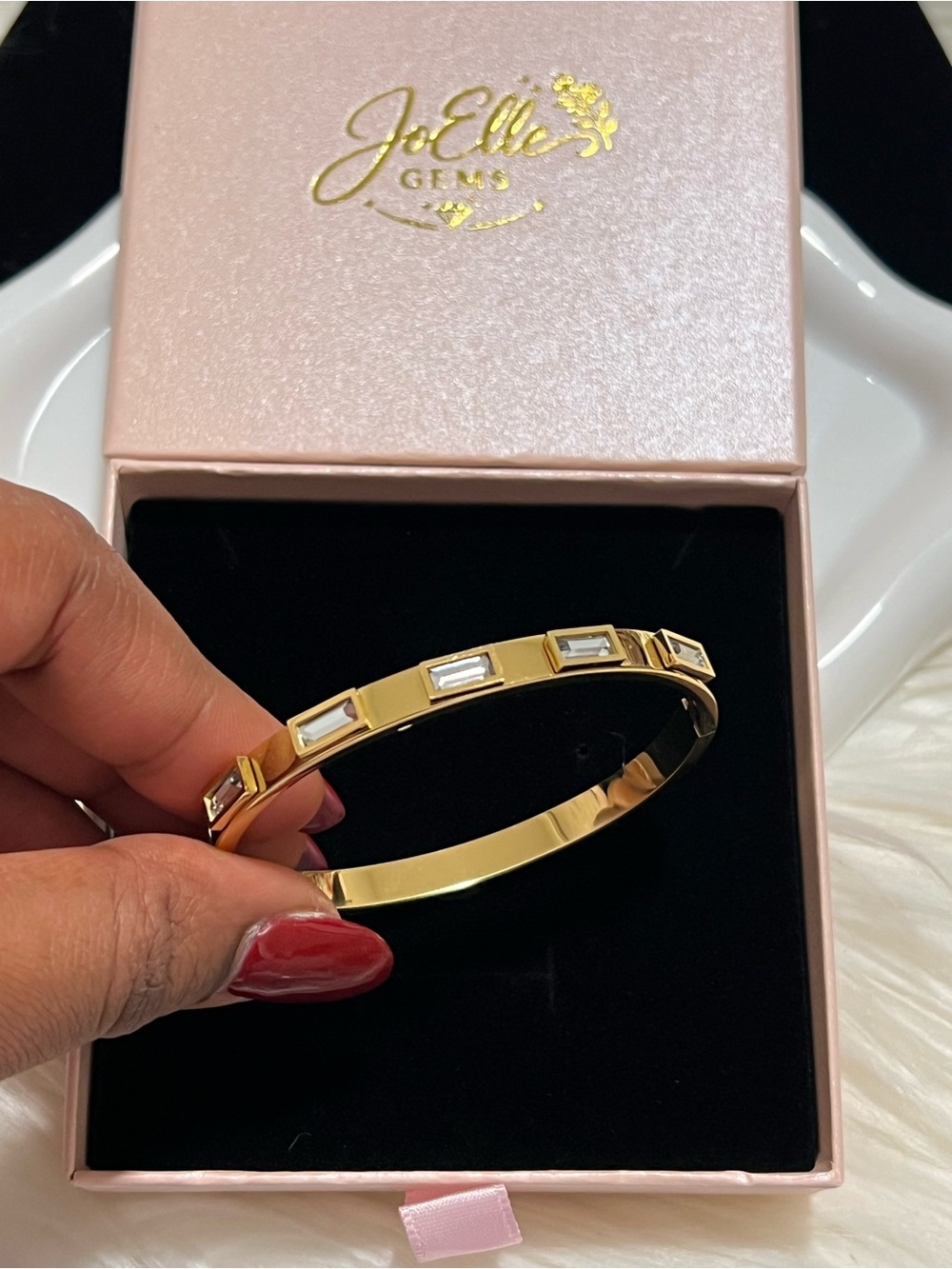 18K Gold Plated Stainless Steel with Cubic Zirconia Cuff Bracelet - NWT